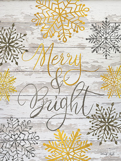 Cindy Jacobs CIN1243 - CIN1243 - Merry & Bright Snowflakes  - 12x16 Signs, Typography, Merry & Bright, Snowflakes, Wood Planks, Holidays from Penny Lane