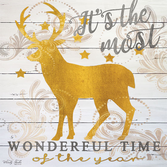 Cindy Jacobs CIN1261 - CIN1261 - It's the Most Wonderful Time Deer - 12x12 Christmas, Signs, Typography, Reindeer, Wood Planks, Christmas Songs from Penny Lane