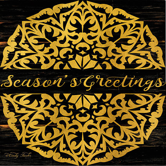Cindy Jacobs CIN1341 - CIN1341 - Season's Greetings Mandala II   - 12x12 Signs, Typography, Mandala, Gold, Symbol, Season's Greetings from Penny Lane