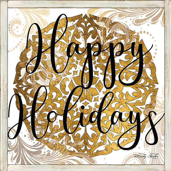 Cindy Jacobs CIN1344 - CIN1344 - Happy Holidays Mandala II   - 12x12 Signs, Typography, Happy Holidays, Mandala from Penny Lane