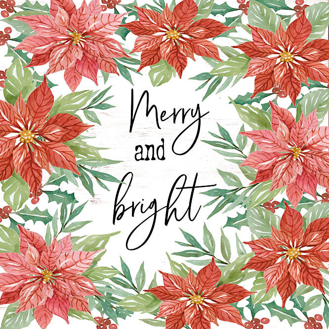 Cindy Jacobs CIN1715 - CIN1715 - Merry & Bright    - 12x12 Signs, Typography, Merry and Bright, Poinsettias from Penny Lane