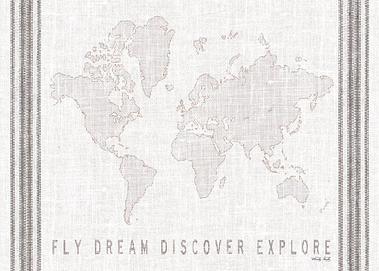 Cindy Jacobs CIN1741 - CIN1741 - Fly, Dream, Discover, Explore Map     - 16x12 Signs, Typography, World Map from Penny Lane