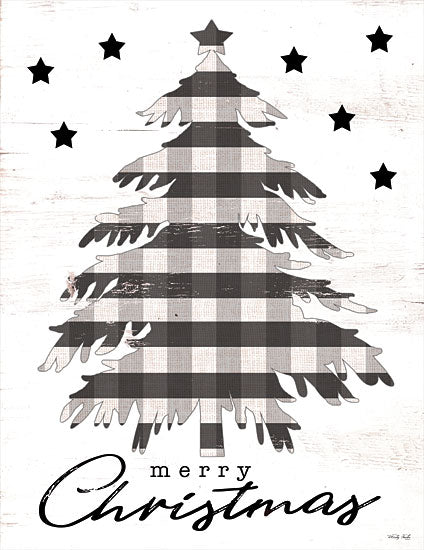 Cindy Jacobs CIN1760 - CIN1760 - Merry Christmas Tree and Stars - 12x16 Holidays, Christmas, Trees, Christmas Tree, Black & White Plaid, Signs from Penny Lane
