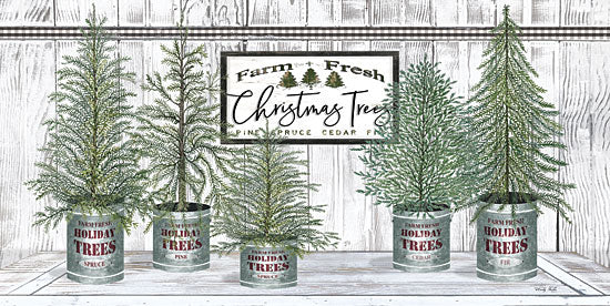Cindy Jacobs CIN1770 - CIN1770 - Galvanized Pots White Christmas Trees II - 18x9 Signs, Typography, Christmas Trees from Penny Lane