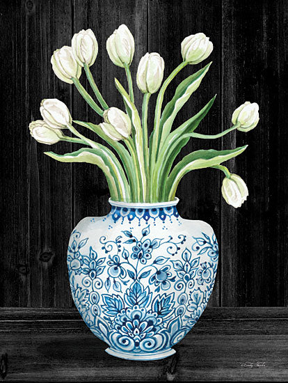 Cindy Jacobs CIN1822 - CIN1822 - Blue and White Tulips Black I - 12x16 Tulips, Vase, Still Life from Penny Lane