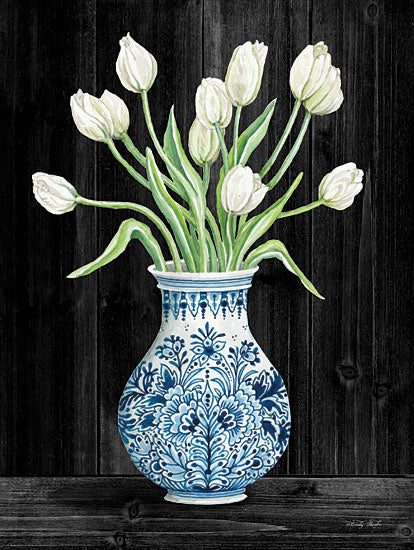 Cindy Jacobs CIN1823 - CIN1823 - Blue and White Tulips Black II - 12x16 Tulips, Vase, Still Life from Penny Lane