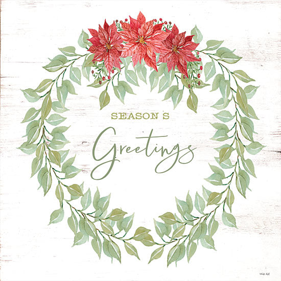 Cindy Jacobs CIN1917 - CIN1917 - Season's Greetings Wreath - 12x12 Season's Greetings, Holidays, Wreath, Flowers, Poinsettias, Greenery from Penny Lane