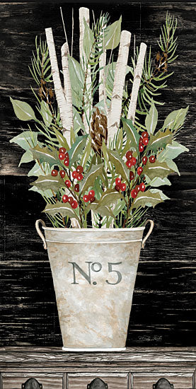 Cindy Jacobs CIN1921 - CIN1921 - No. 5 Christmas - 9x18 Holidays, Greenery, Berries, Metal Pail, Birch Branches, Still Life from Penny Lane