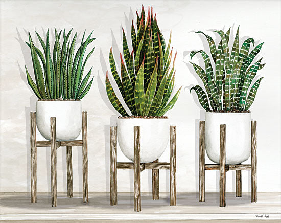 Cindy Jacobs CIN1940 - CIN1940 - White Pots on Stands I - 16x12 Cactus, Pot, Plant Stand, Shabby Chic from Penny Lane