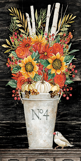 Cindy Jacobs CIN1976 - CIN1976 - No. 4 Fall Flowers and Birch 2 - 9x18 Fall Flowers, Flowers, Birch Tree Branches, Greenery, Autumn, Tin Pail, Bird, Sunflowers, Pumpkins from Penny Lane