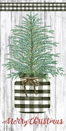 Cindy Jacobs CIN2008 - CIN2008 - Merry Christmas Buffalo Plaid Jar & Tree  - 9x18 Holidays, Merry Christmas, Glass Jar, Buffalo Plaid, Black & White Plaid, Tree, Christmas Tree from Penny Lane