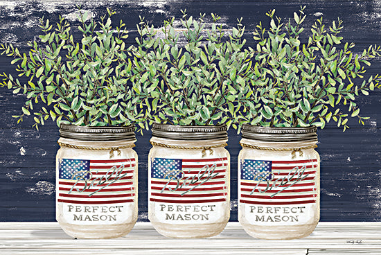 Cindy Jacobs CIN2016 - CIN2016 - Patriotic Glass Jar Trio II - 18x12 Mason Jars, Greenery, Still Life, Patriotic, America, USA from Penny Lane