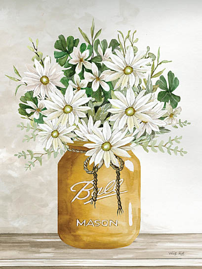 Cindy Jacobs CIN2026A - CIN2026A - Gold Jar with White Flowers - 18x24 Flowers, Flowers, White Flowers, Canning Jar, Ball Jar, Farmhouse/Country, Farmhouse from Penny Lane