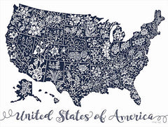 CIN2088 - USA Floral Map in Navy - 0