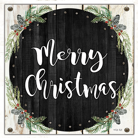 Cindy Jacobs CIN2103 - CIN2103 - Merry Christmas Wreath     - 12x12 Holidays, Merry Christmas, Wreath, Pine Branches, Berries, Chalkboard from Penny Lane