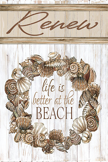 Cindy Jacobs CIN2167 - CIN2167 - Renew Shell Wreath - 12x18 Renew, Beach, Coastal, Sepia, Leisure, Shells, Wreath from Penny Lane