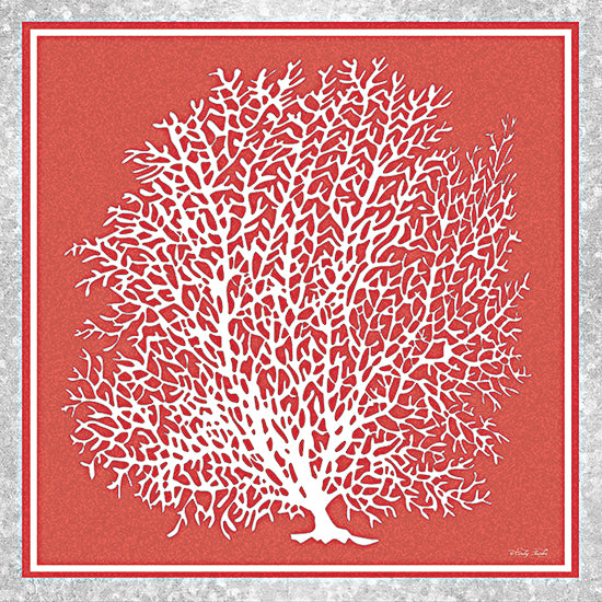 Cindy Jacobs CIN2219 - CIN2219 - Coastal Coral on Red I    - 12x12 Coral, White Coral, Coastal, Read and White from Penny Lane