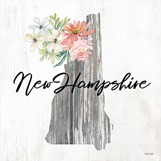 Cindy Jacobs CIN2242 - CIN2242 - Floral New Hampshire State Art - 12x12 Travel, State, New Hampshire, Typography, Signs, Textual Art, Flowers, 50 States, Wood Background from Penny Lane