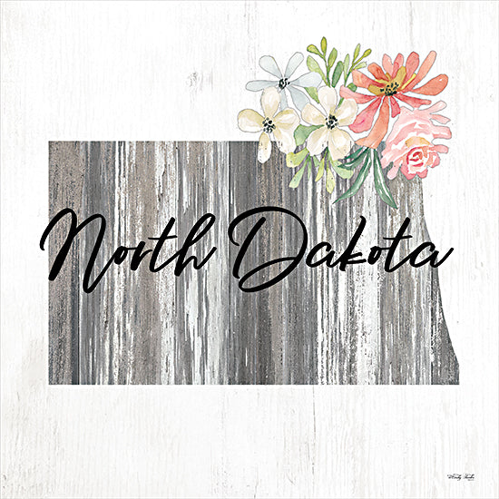 Cindy Jacobs CIN2245 - CIN2245 - Floral North Dakota State Art - 12x12 Travel, State, North Dakota, Typography, Signs, Textual Art, Flowers, 50 States, Wood Background from Penny Lane