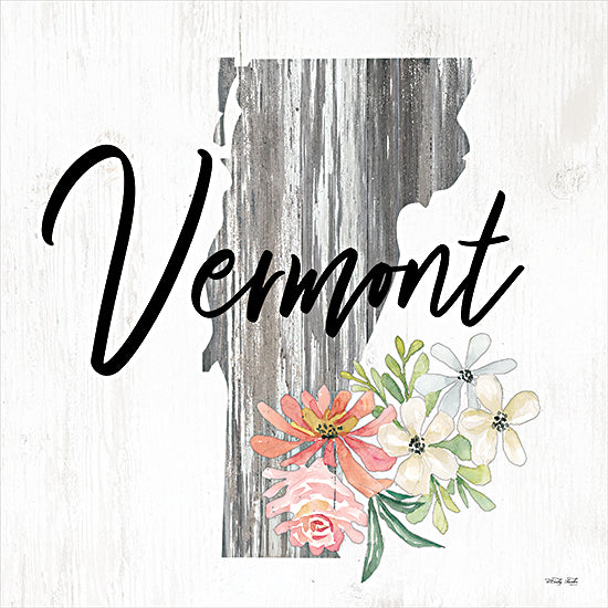 Cindy Jacobs CIN2253 - CIN2253 - Floral Vermont State Art - 12x12 Travel, State, Vermont, Typography, Signs, Textual Art, Flowers, 50 States, Wood Background from Penny Lane