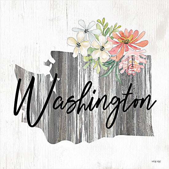 Cindy Jacobs CIN2254 - CIN2254 - Floral Washington State Art - 12x12 Travel, State, Washington, Typography, Signs, Textual Art, Flowers, 50 States, Wood Background from Penny Lane