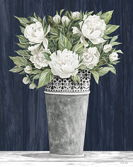 Cindy Jacobs CIN2275 - CIN2275 - Punched Tin White Floral    - 12x16 Flowers, White Flowers, Galvanized Tin Pail, Shabby Chic from Penny Lane
