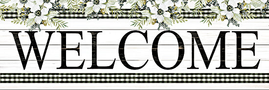 Cindy Jacobs CIN2287A - CIN2287A - Welcome - 36x12 Welcome, Flowers, White Flowers, Black & White Gingham, Calligraphy, Signs from Penny Lane