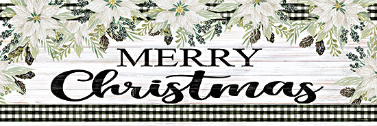 Cindy Jacobs CIN2290A - CIN2290A - Merry Christmas - 36x12 Merry Christmas, Holidays, Flowers, Poinsettias, Black & White Gingham, Signs from Penny Lane