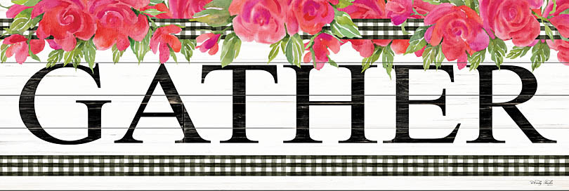 Cindy Jacobs CIN2300A - CIN2300A - Fuchsia Gather - 36x12 Gather, Flowers, Pink Flowers, Black & White Gingham, Signs from Penny Lane