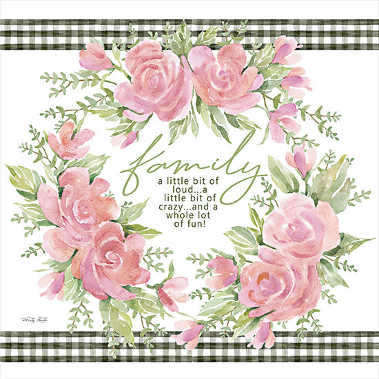 Cindy Jacobs CIN2307 - CIN2307 - Family - 12x12 Family, Wreath Flowers, Light Pink Flowers, Black & White Gingham from Penny Lane