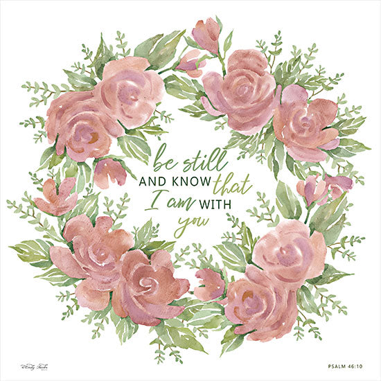 Cindy Jacobs CIN2308 - CIN2308 - Be Still and Know - 12x12 Be Still and Know, Wreath, Light Pink Flowers, Religious from Penny Lane