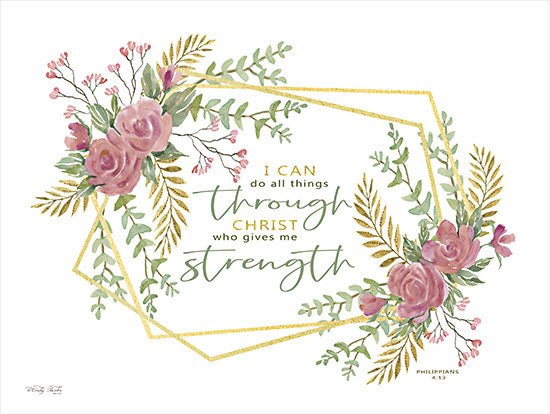 Cindy Jacobs CIN2312 - CIN2312 - I Can Do All - 16x12 I Can Do All Things, Through Christ, Religious, Flowers, Gold Wreath, Greenery from Penny Lane