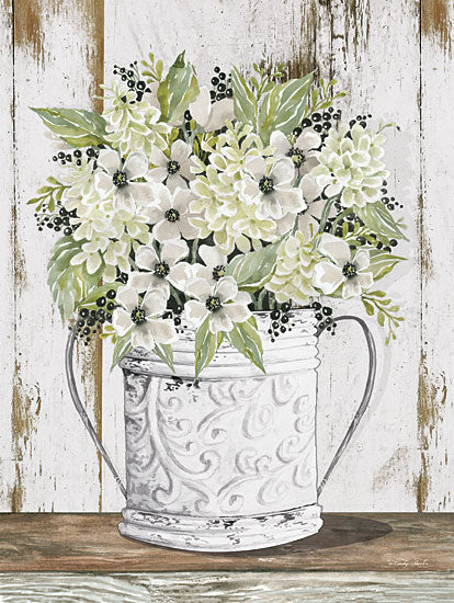 Cindy Jacobs CIN2322 - CIN2322 - White Floral Dreams - 12x16 White Flowers, Flowers, White Tin Pot, Tin, Greenery, Shabby Chic, Botanical from Penny Lane