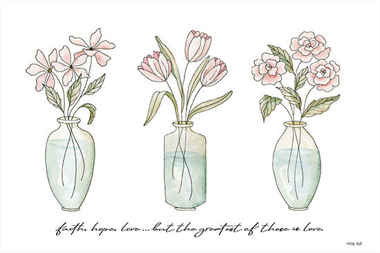 Cindy Jacobs CIN2328 - CIN2328 - Faith,  Hope,  Love - 18x12 Faith, Hope, Love, Flowers, Pink Flowers, Tulips, Vase, Still Life from Penny Lane