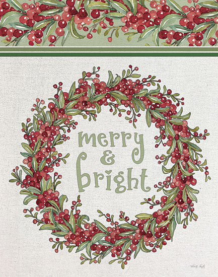 Cindy Jacobs CIN2356 - CIN2356 - Merry & Bright Wreath - 12x16 Merry & Bright, Wreath, Berries, Greenery, Holidays, Christmas, Signs from Penny Lane