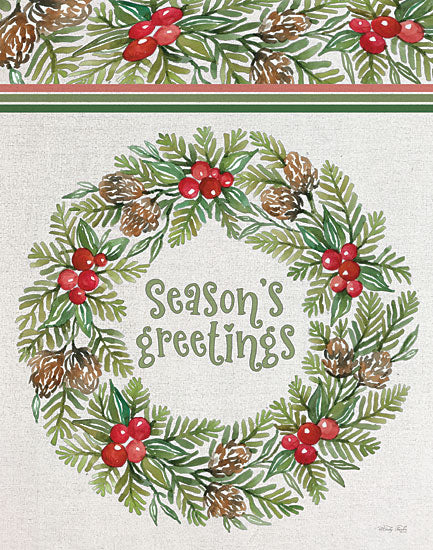 Cindy Jacobs CIN2358 - CIN2358 - Season's Greetings Wreath - 12x16 Seasons Greetings, Wreath, Pine Cones, Pine Leaves, Berries, Holidays, Christmas from Penny Lane