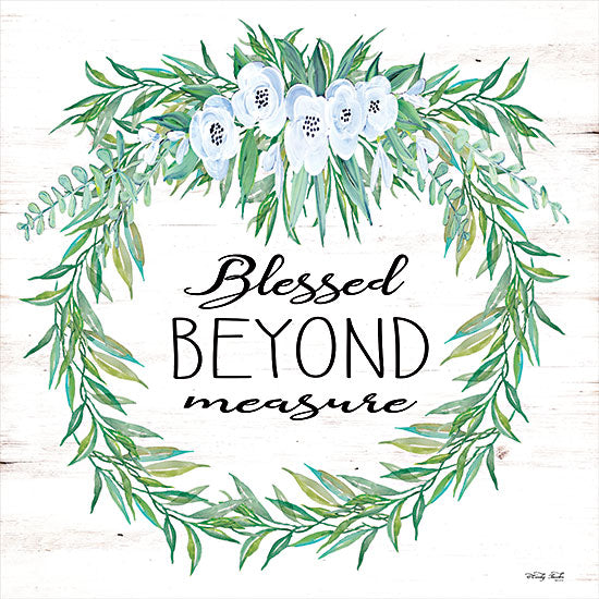 Cindy Jacobs CIN2391 - CIN2391 - Blessed Beyond Measure   - 12x12 Blessed Beyond Measure, Wreath, Greenery, Flowers, White Flowers, French Country, Typography, Signs from Penny Lane