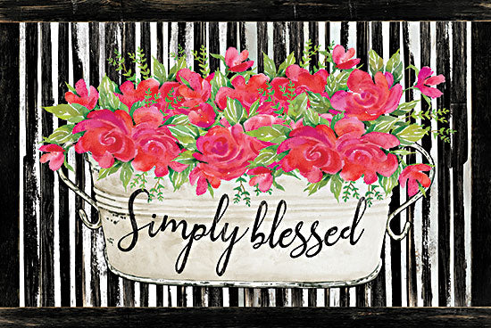 Cindy Jacobs CIN2402 - CIN2402 - Simply Blessed - 18x12 Simply Blessed, Flowers, Red Flowers, Galvanized Pail from Penny Lane