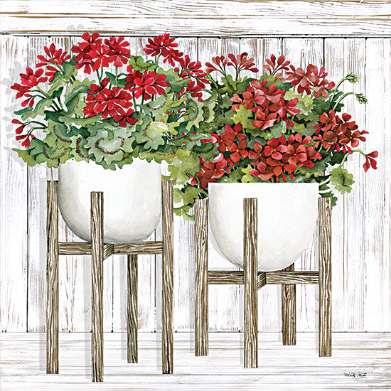 Cindy Jacobs CIN2405 - CIN2405 - Red Geraniums - 12x12 Flowers, Red Flowers, Geraniums, Plants, Plant Stands, Botanical from Penny Lane