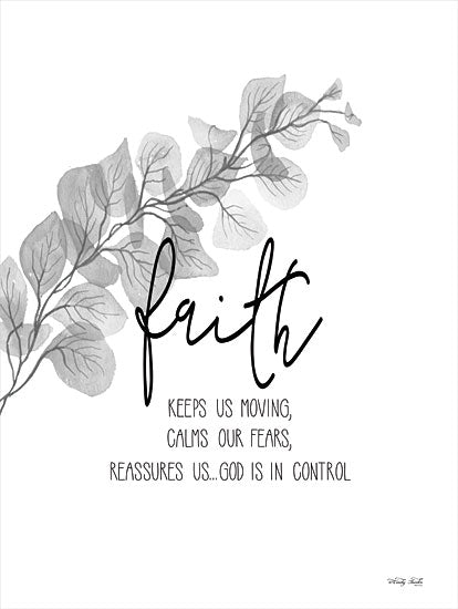 Cindy Jacobs CIN2429 - CIN2429 - Faith    - 12x16 Faith, Keeps Us Moving, Calms Our Fears, Leaves, Motivational, Typography, Signs, Black & White from Penny Lane