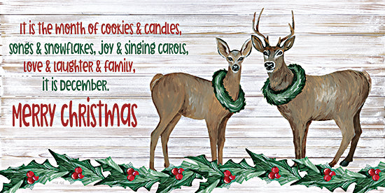 Cindy Jacobs CIN2457 - CIN2457 - It is December - 18x9 December, Christmas, Holidays, Reindeer, Deer, Inspirational, Holly, Berries, Signs from Penny Lane