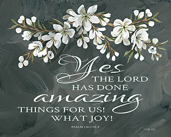 Cindy Jacobs CIN2499 - CIN2499 - Amazing Things - 16x12 The Lord Has Done Amazing Things for Us, Bible Verse, Psalm, Religion, Flowers, Swag, White Flowers, Calligraphy, Signs from Penny Lane