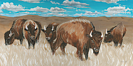 Cindy Jacobs CIN2506 - CIN2506 - Bison Herd I - 18x9 Bison, Wildlife, Landscape, Grazing from Penny Lane