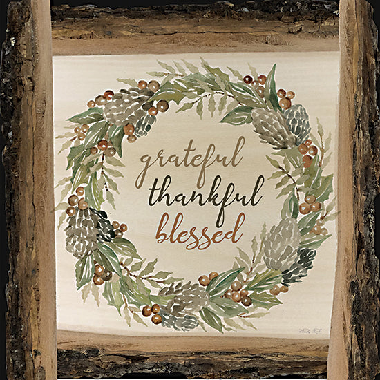 Cindy Jacobs CIN2540 - CIN2540 - Thankful Fall Wreath - 12x12 Grateful, Thankful, Blessed, Wreath, Greenery, Berries, Autumn, Butterflies from Penny Lane