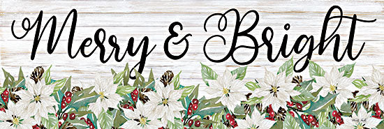 Cindy Jacobs CIN2566A - CIN2566A - Merry & Bright - 36x12 Merry & Bright, Holidays, Christmas, Flowers, Poinsettias, Shiplap, Signs from Penny Lane