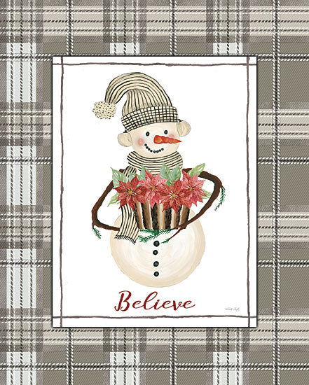 Cindy Jacobs CIN2576 - CIN2576 - Believe Snowman - 12x16 Believe, Snowman, Flowers, Poinsettias, Plaid, Winter from Penny Lane