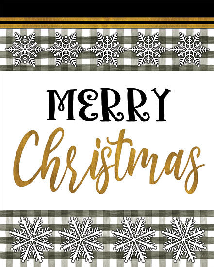Cindy Jacobs CIN2599 - CIN2599 - Merry Christmas - 12x16 Merry Christmas, Black, Gold, Snowflakes, Black & White Gingham, Signs from Penny Lane