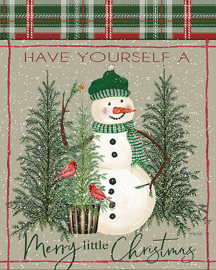 Cindy Jacobs CIN2607 - CIN2607 - Merry Little Christmas Snowman - 12x16 Have Yourself a Merry Little Christmas, Holidays, Snowmen, Pine Trees, Cardinals, Signs from Penny Lane