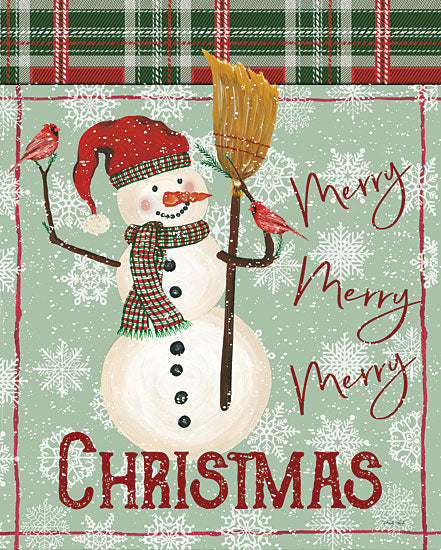 Cindy Jacobs CIN2608 - CIN2608 - Merry-Merry-Merry Christmas Snowman - 12x16 Merry Christmas, Snowmen, Cardinals, Winter, Holidays, Signs from Penny Lane