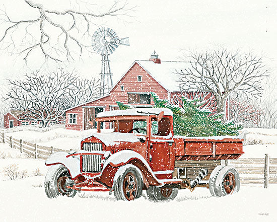 Cindy Jacobs CIN2676 - CIN2676 - Windmill Winter - 16x12 Truck, Farm, Barn, Winter, Christmas Tree, Holidays, Country, Windmill from Penny Lane
